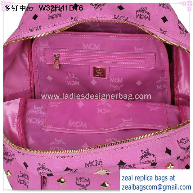 High Quality Replica MCM Medium Stark Front Studs Backpack MC4238 Rosy - Click Image to Close